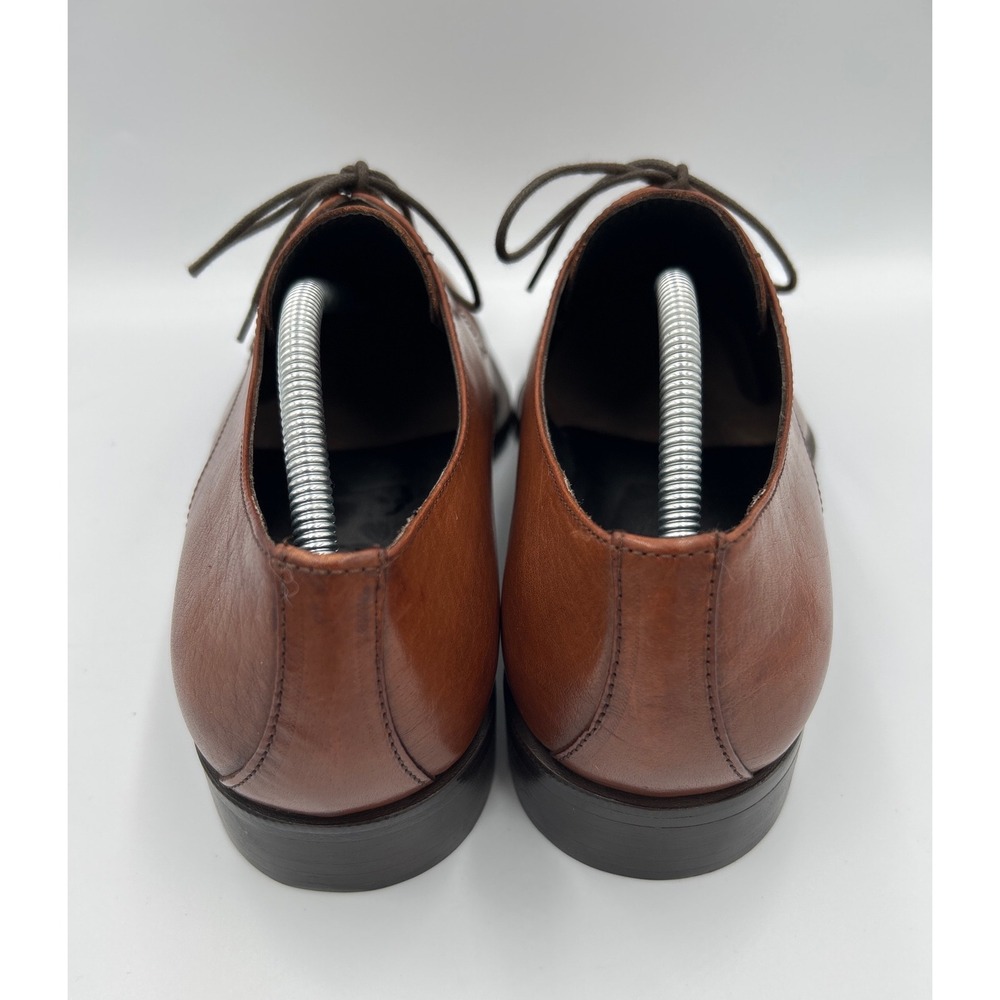 SOULIER Mens Cognac Brown Leather Cap Toe Brogue Derby Shoes Size 43‎ - Picture 4 of 8